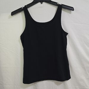 J Jill Womens Med Black Scoop Neck Knit Cotton Tank Top